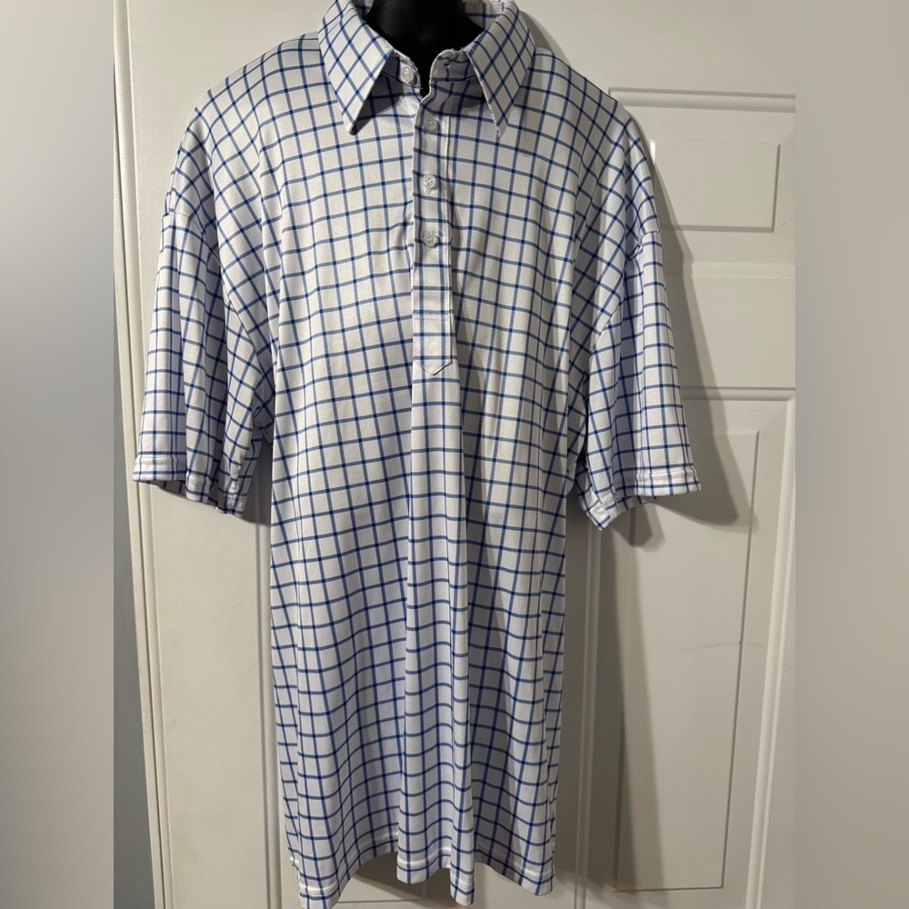 Collars & Co Blue Grid Men's Golf Shirt